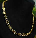 Gold-Tone Heart Cutwork Link Premium Gold Chain for Women - Glossy Finish (19 Inches)
