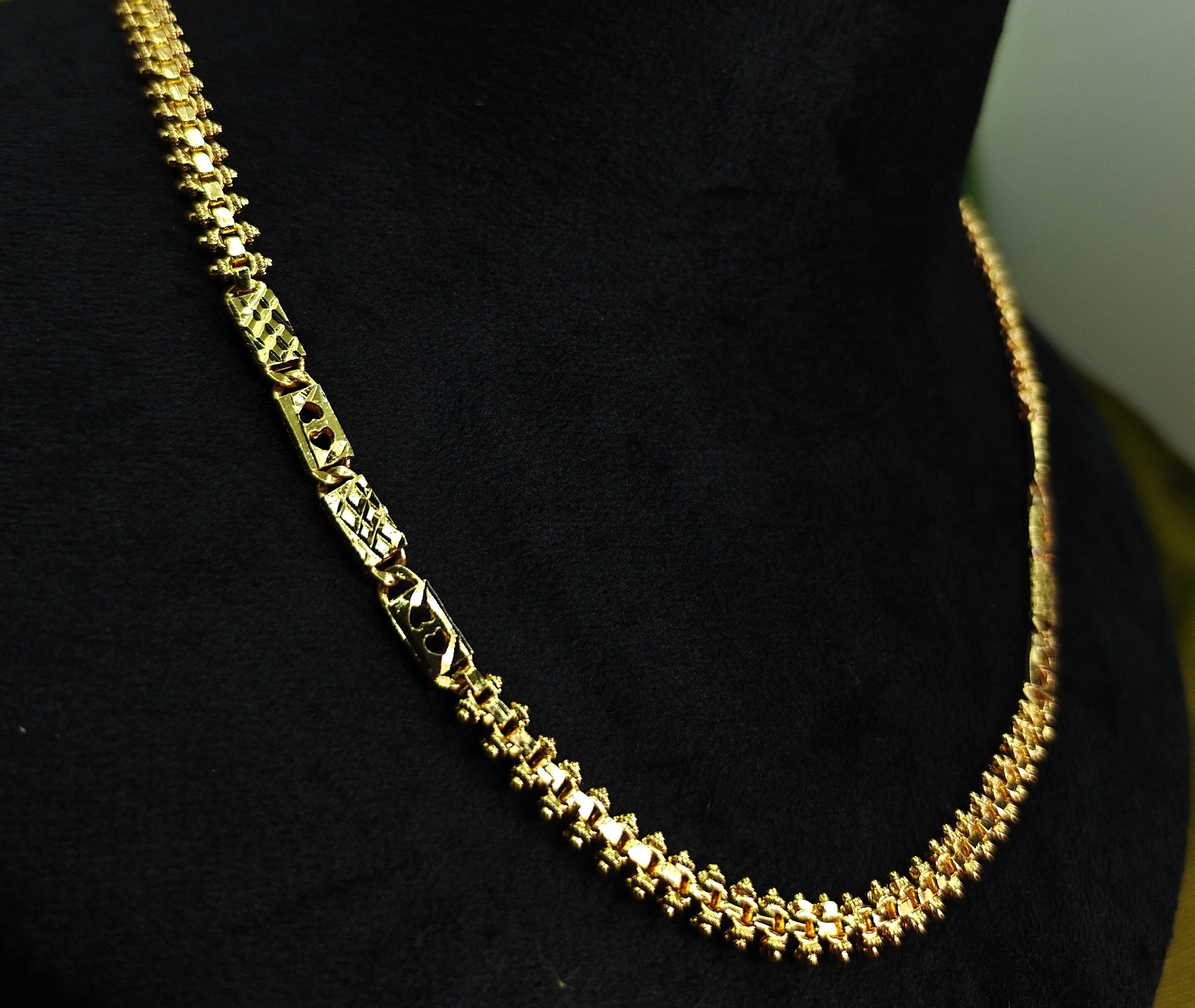 Gold-Tone Indo-Italian Mixed Link Premium Gold Chain for Women - Glossy Finish (19 Inches)
