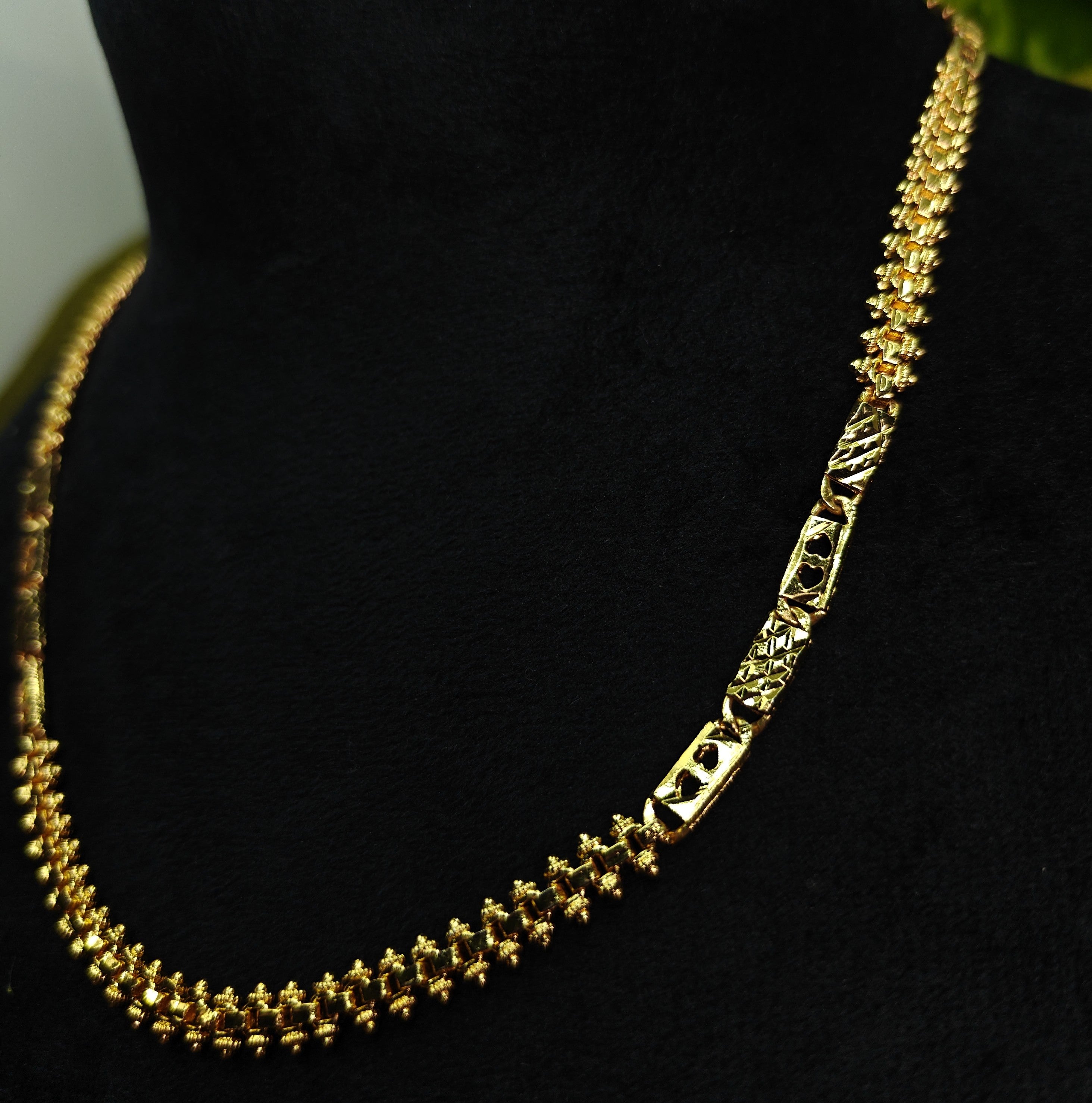 Gold-Tone Indo-Italian Mixed Link Premium Gold Chain for Women - Glossy Finish (19 Inches)