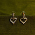 Gold-Tone Premium AD Heart Stud Earrings for Women - Glossy Finish