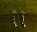 Gold-Tone Premium Floral AD Drop Earrings for Women - Glossy Finish