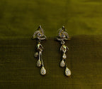 Gold-Tone Premium Floral AD Drop Earrings for Women - Glossy Finish