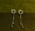 Gold-Tone AD Circle Threaded Drop Premium Earrings for Women - Glossy Finish