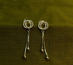 Gold-Tone AD Circle Threaded Drop Premium Earrings for Women - Glossy Finish