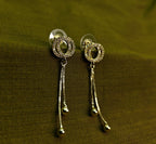 Gold-Tone AD Circle Threaded Drop Premium Earrings for Women - Glossy Finish