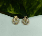 Gold-Tone AD Crescent Butterfly Premium Stud Earrings for Women - Glossy Finish