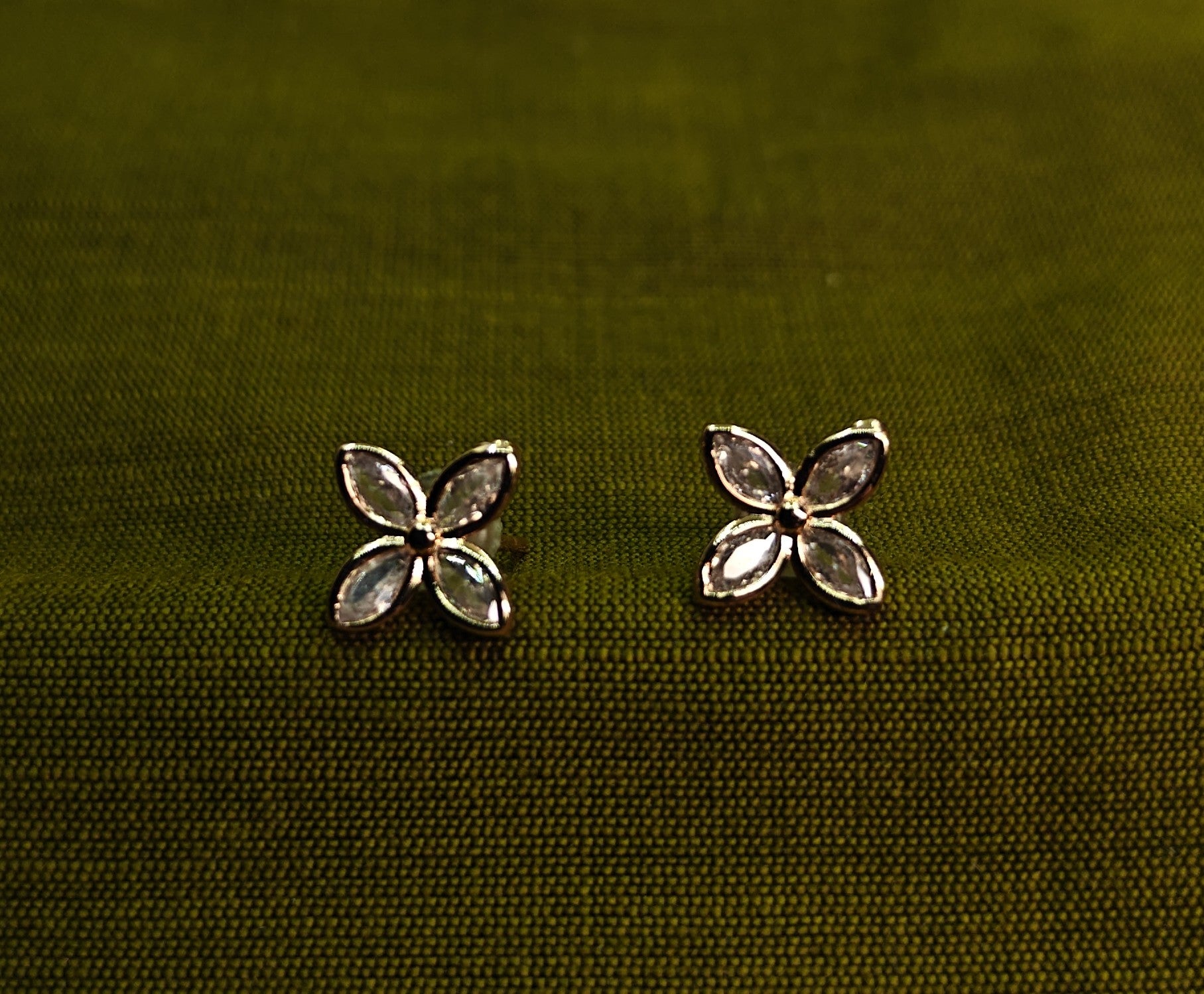 Gold-Tone AD Wing Stud Earrings for Women - Glossy Finish