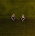 Gold-Tone AD Pavé Arrow Stud Earrings for Women - Glossy Finish