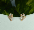 Gold-Tone AD Pavé Arrow Stud Earrings for Women - Glossy Finish