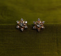 Gold-Tone AD Starburst Stud Earrings for Women - Glossy Finish