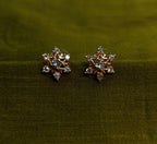 Gold-Tone AD Starburst Stud Earrings for Women - Glossy Finish