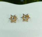 Gold-Tone AD Starburst Stud Earrings for Women - Glossy Finish