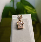 Gold-Tone White Diamond Square Drop AD Earrings for Women - Glossy Finish