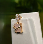 Gold-Tone White Diamond Square Drop AD Earrings for Women - Glossy Finish