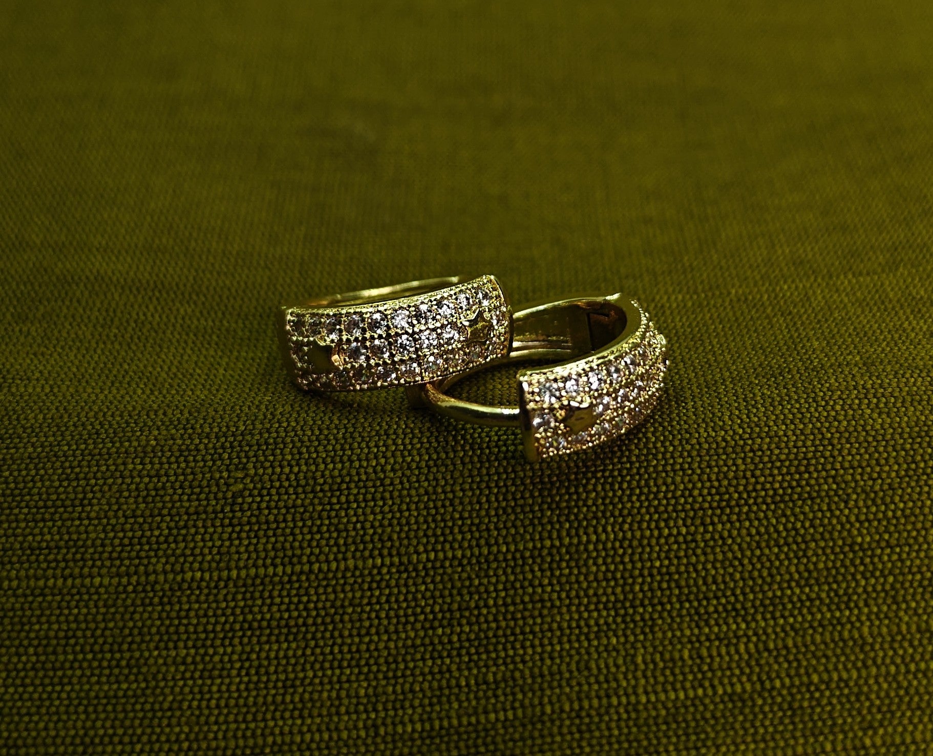 Gold-Tone Pavé Huggie Hoop AD Earrings for Women - Glossy Finish