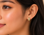 Gold-Tone Pavé Huggie Hoop AD Earrings for Women - Glossy Finish
