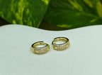 Gold-Tone Pavé Huggie Hoop AD Earrings for Women - Glossy Finish