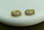 Gold-Tone Pavé Huggie Hoop AD Earrings for Women - Glossy Finish