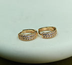 Gold-Tone Rose Gold Pavé Huggie Hoop AD Earrings for Women - Glossy Finish