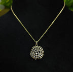Gold-Tone Premium Eternal Pavé Disc AD Pendant Chain for Women - Glossy Finish