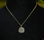 Gold-Tone Premium Eternal Pavé Disc AD Pendant Chain for Women - Glossy Finish