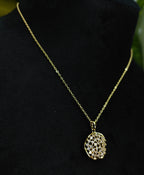 Gold-Tone Premium Eternal Pavé Disc AD Pendant Chain for Women - Glossy Finish
