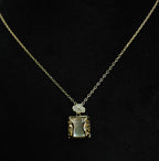 Gold-Tone Premium Eternal Mother-of-Pearl Rectangle AD Pendant Chain for Women - Glossy Finish