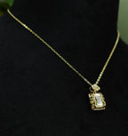 Gold-Tone Premium Eternal Mother-of-Pearl Rectangle AD Pendant Chain for Women - Glossy Finish