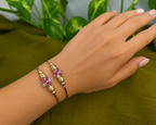 Gold-Tone Premium Floral AD Bangle Set of 2 for Women - Glossy Finish (Openable Size)