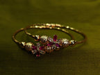 Gold-Tone Premium Floral AD Bangle Set of 2 for Women - Glossy Finish (Openable Size)