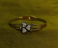 Gold-Tone Premium Triple Heart Pavé AD Bangle for Women - Glossy Finish (Openable Size)