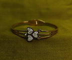 Gold-Tone Premium Triple Heart Pavé AD Bangle for Women - Glossy Finish (Openable Size)