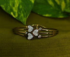 Gold-Tone Premium Triple Heart Pavé AD Bangle for Women - Glossy Finish (Openable Size)