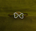 Gold-Tone Premium Dual Heart Outline AD Bangle for Women - Glossy Finish (Openable Size)