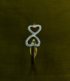 Gold-Tone Premium Dual Heart Outline AD Bangle for Women - Glossy Finish (Openable Size)