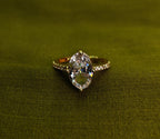 Gold-Tone Premium Oval Pastel Solitaire AD Ring - Unisex - Glossy Finish (Adjustable Size)