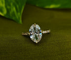 Gold-Tone Premium Oval Pastel Solitaire AD Ring - Unisex - Glossy Finish (Adjustable Size)