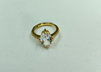Gold-Tone Premium Oval Pastel Solitaire AD Ring - Unisex - Glossy Finish (Adjustable Size)