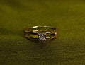 Gold-Tone Premium Double-Band Solitaire Ring - Unisex - Glossy Finish (Size 12)