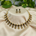 Antique Gold Sapphire Stone Devi Choker Set for Women - Matte Finish