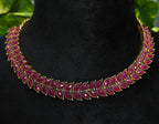 Antique Gold Purple Red Leaf Necklace Set for Women - Matte Finish
