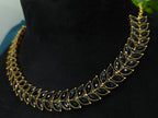 Antique Gold Black Kemp Leaf Necklace Set for Women - Matte Finish