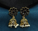 Antique Gold Black Kemp Leaf Necklace Set for Women - Matte Finish