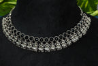 Antique Silver Black Kemp Lakshi Necklace Set for Women - Matte Finish