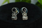 Antique Silver Black Kemp Lakshi Necklace Set for Women - Matte Finish