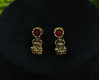 Antique Gold Ruby Emerald Lakshi Necklace Set for Women - Matte Finish