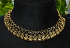 Antique Gold Black Kemp Lakshi Necklace Set for Women - Matte Finish
