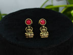 Antique Gold Ruby Red Lakshi Necklace Set for Women - Matte Finish