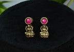 Antique Gold Magenta Lakshi Necklace Set for Women - Matte Finish