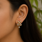 Gold-Tone Premium Peacock AD Drop Earring for Women - Glossy Finish